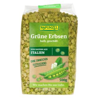 Erbsen grün halb geschält