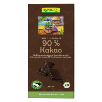 Bitterschokolade 90% Kakao mit Kokosblütenzucker