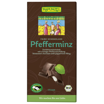 Zartbitter Schokolade mit Pfefferminzfüllung