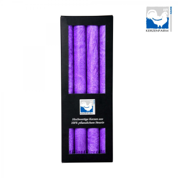 Kerzenfarm Stearin-Stabkerze violett, 4 Stück
